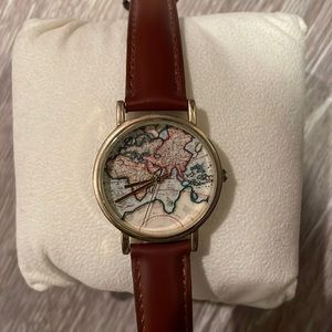 Vintage Style Atlas Watch With Leather Strap